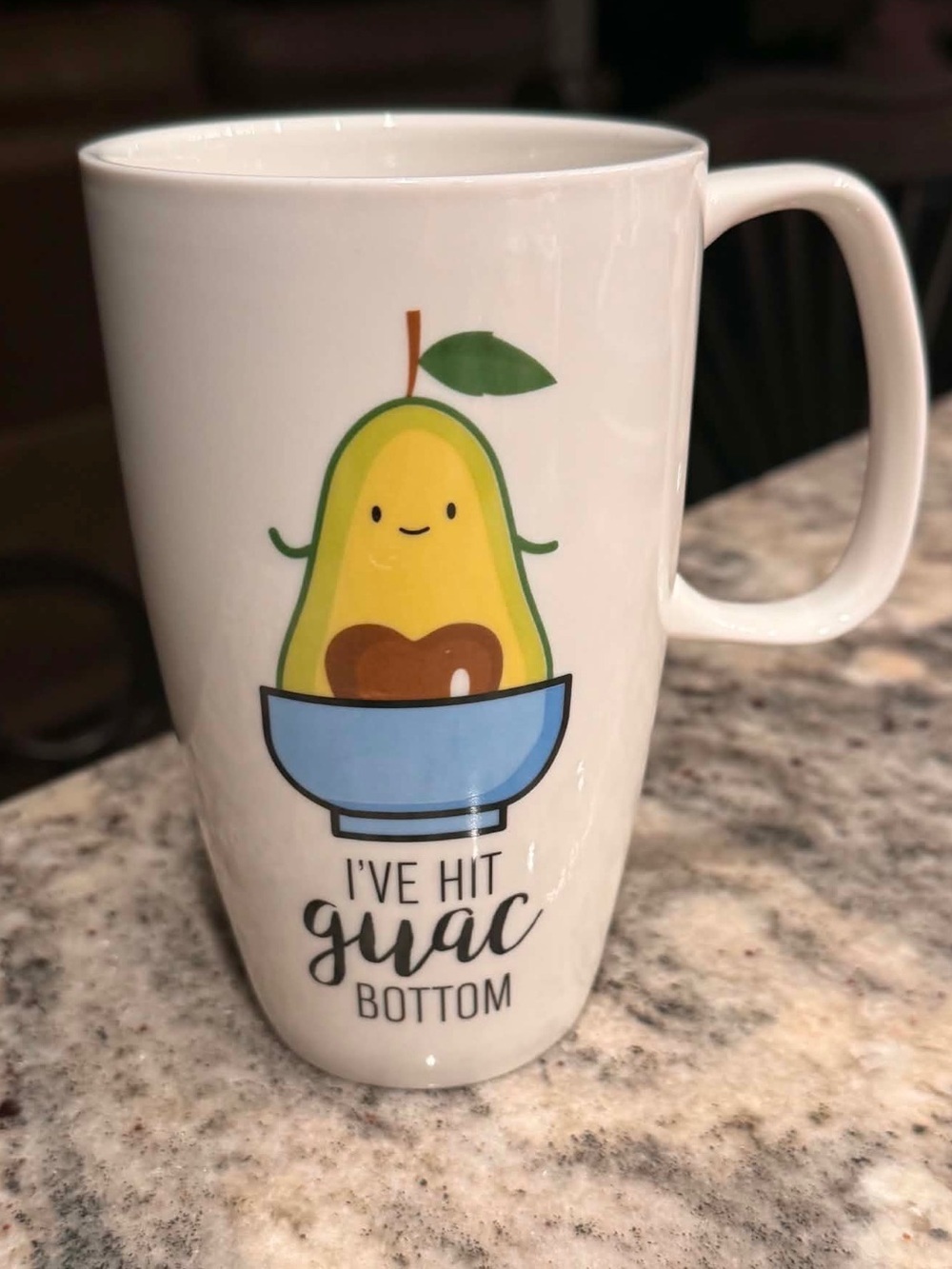 Coco Lola Avocado 'I've Hit Guac Bottom' Ceramic Mug no cracks or chips like new